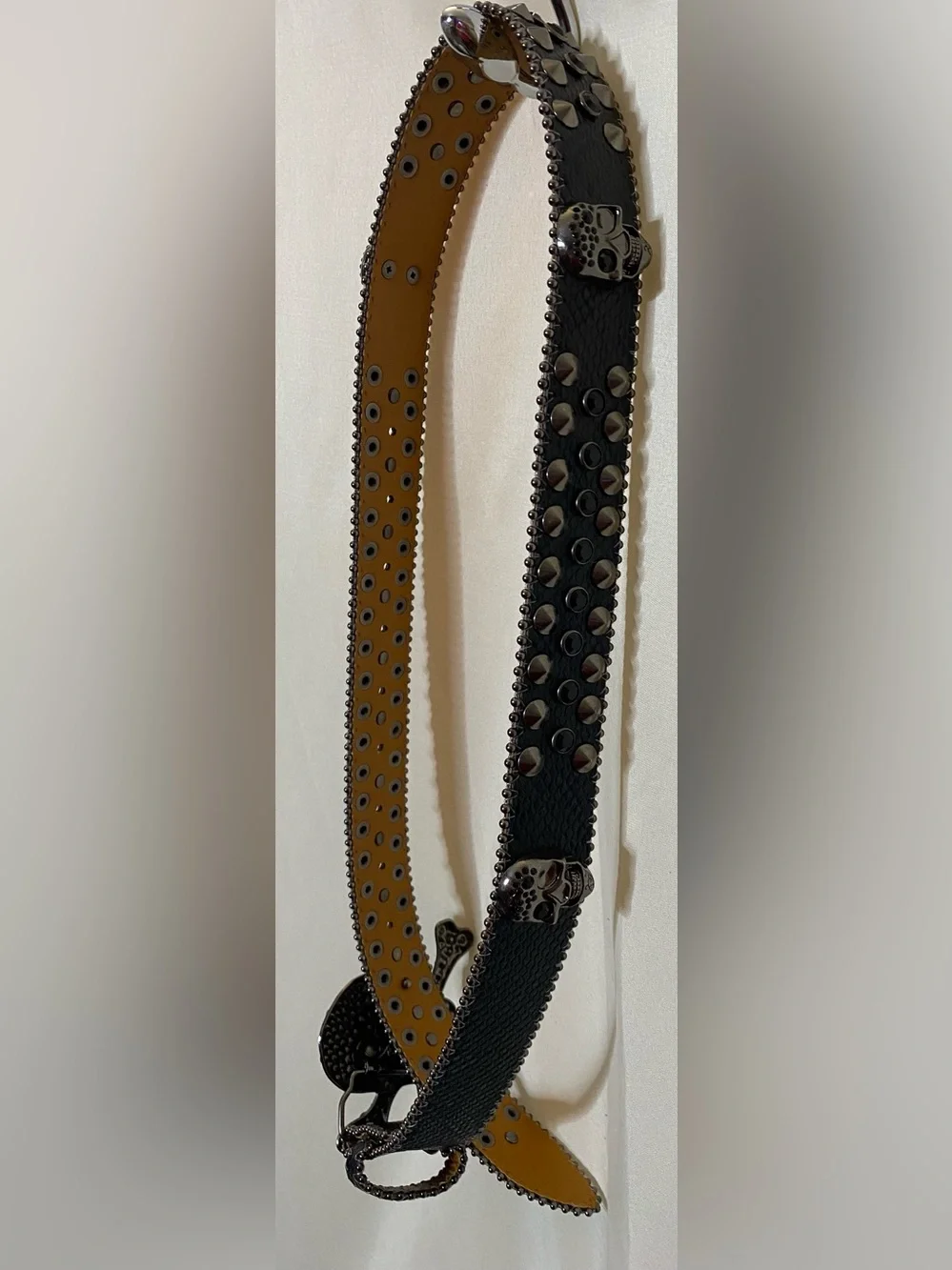 New Y2K/ Gothic/ Whimsygoth Black Studded Skull Buckle Rhinestone Belt- Unisex